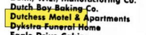 Dutchess Motel & Apartments - Dec 1967 Chamber Of Commerce Listing (newer photo)
